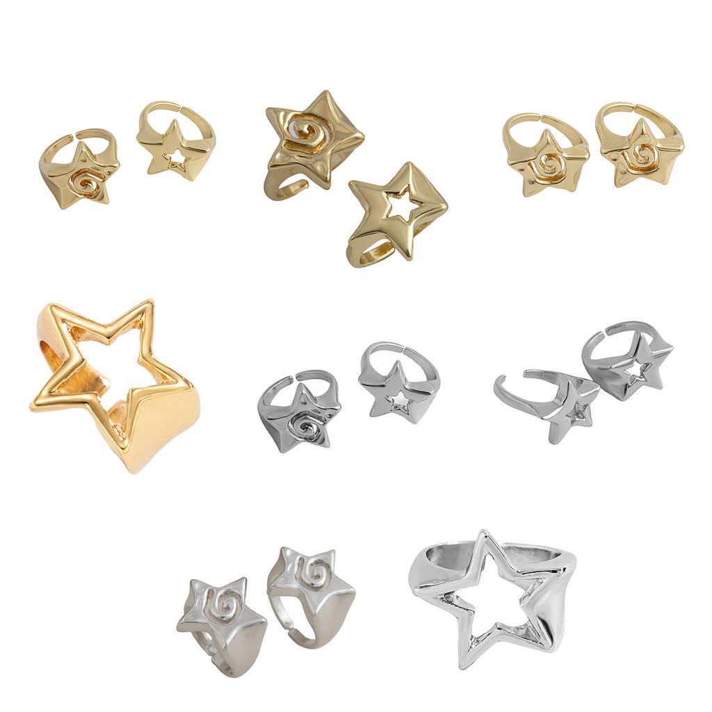 Fashionable Alloy Five Pointed Star Rings Contemporary Star Shape Rings Fashionable Finger Rings for Fashion Enthusiasts