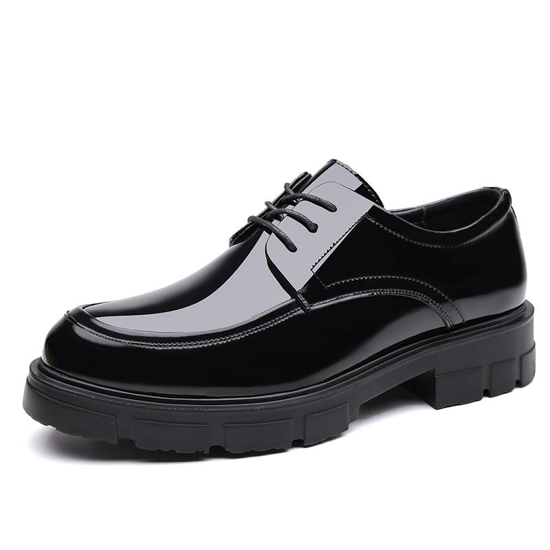 Lacquer Leather Men's Shoes Minimalist Trendy Designer Style Dress Up Party Busines Fashiona Street Quality Shoes Youth Black