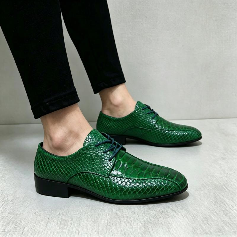 40-50 Men's Business Casual Leather Shoes 2026 Spring and Autumn Men's Snake Glossy Surface