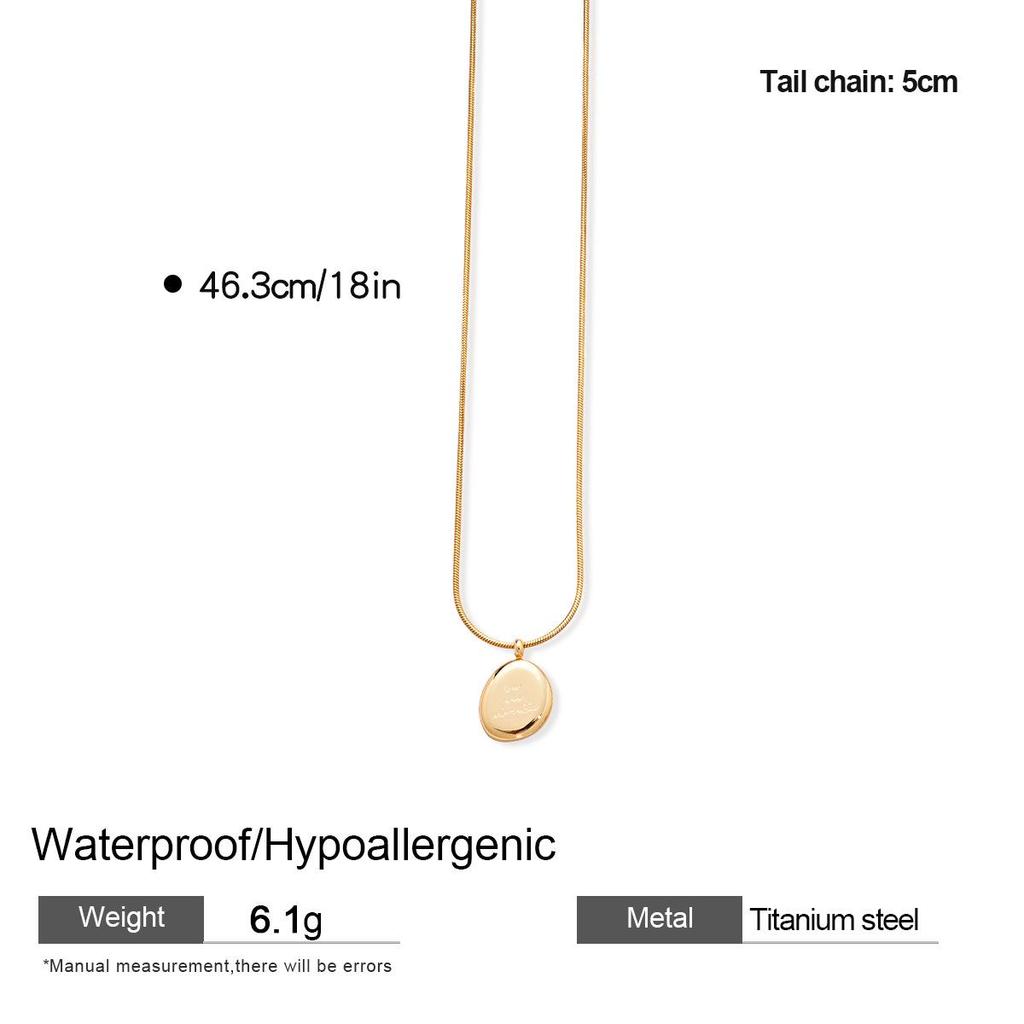 Stainless Steel Diamond-Inlaid Square Glass Pendant Clavicle Necklace - Minimalist Luxury for Women