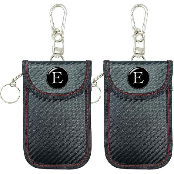 Initial Faraday Bags, 2 Pack Car RFID Signal Blocking Faraday Key Fob Protector Bag, Key Fob Cover Pouch (I) E