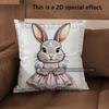 2D Cute Dressed Rabbits Pillowcase For Home Decor Pattern Cushion Cover Suitable For Sofa Bedroom Car Pillow Cover