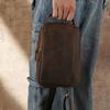 Single Shoulder Chest Bags Classic Retro Style Brown Genuine Leather Cowhide Men's Sling Bag Multiple Zippers Adjustable Strap