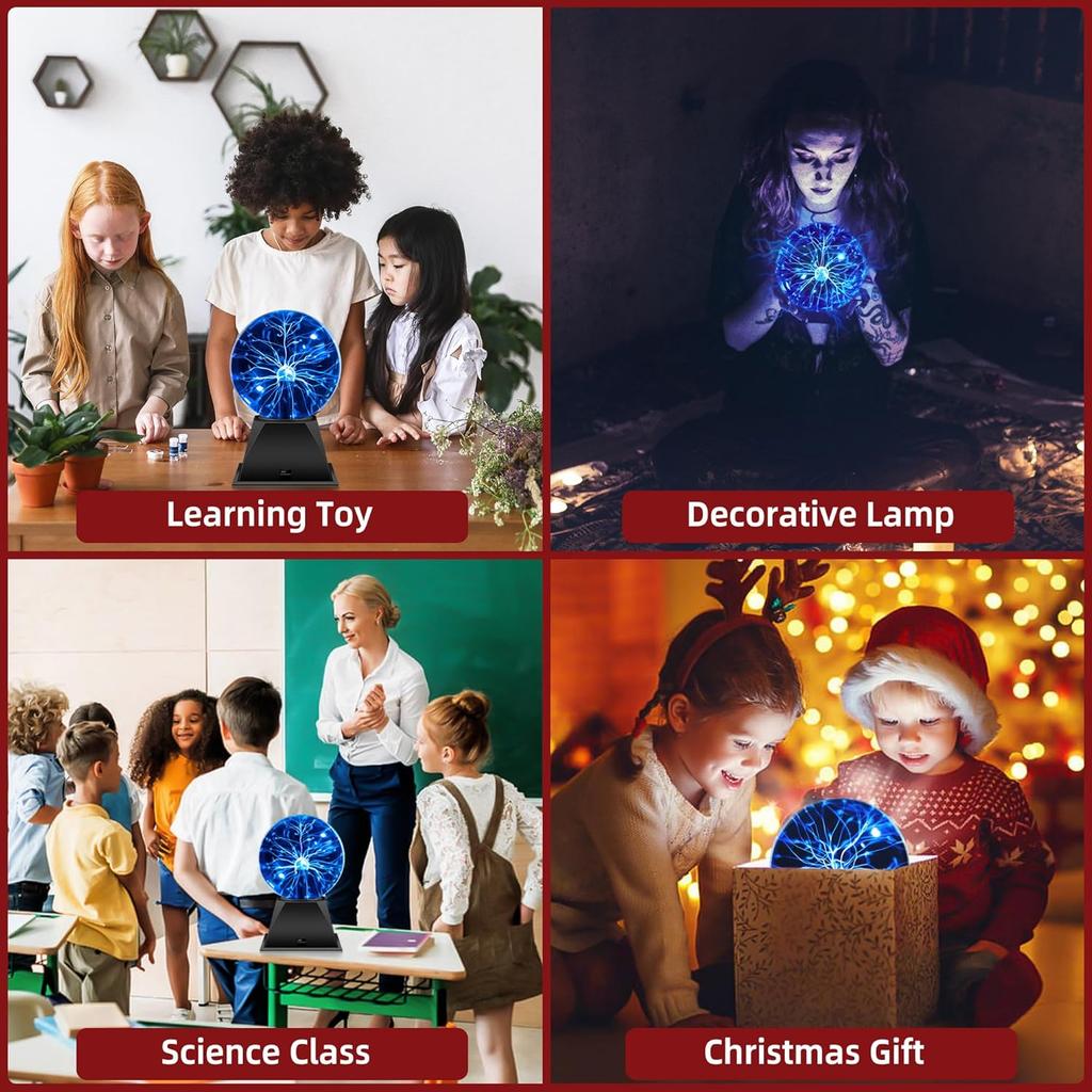 Flashmen Plasma Ball Lamp 5 inch Science Toy Touch & Sound Sensitive Plasma Globe Extra Large Lightning Ball Bedroom Decor Lamp Novelty Present