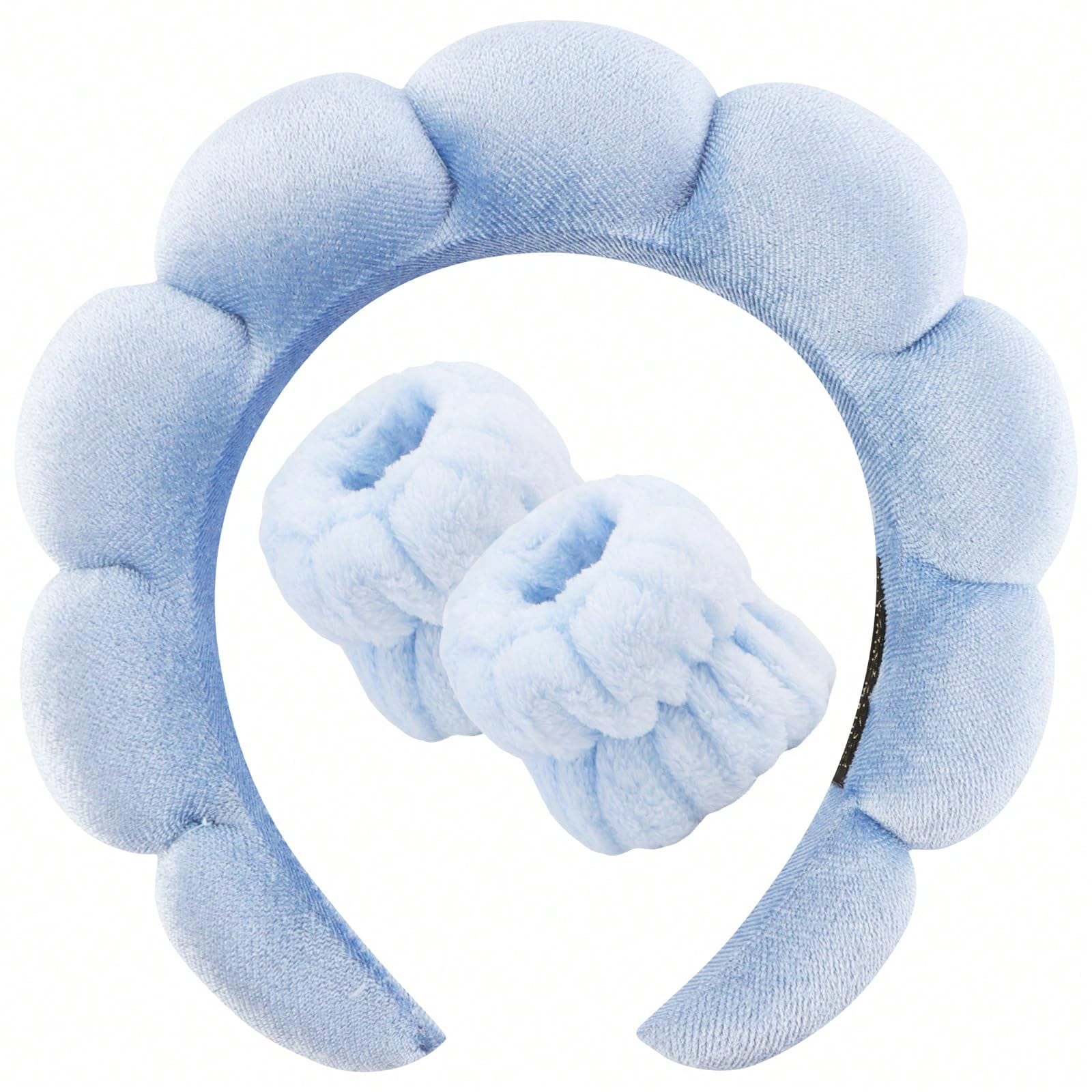 

1 Ремешок для умывания лица / 2 Нарукавные повязки для умывания лица Макияж Уход за кожей Пушистый розовый велюровый ремешок Набор аксессуаров для волос для девочки Инструменты для спа-ухода за кожей 1set синий