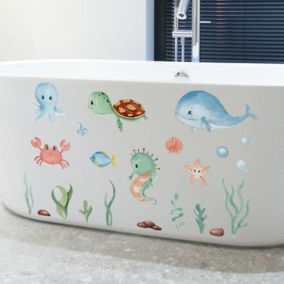 2 Blatt rutschfeste Badewannen-Aufkleber Niedliche Meeresbewohner Aufkleber Selbstklebend Badewanne Dusche Abziehbild für Badezimmerboden Wanne Dekor