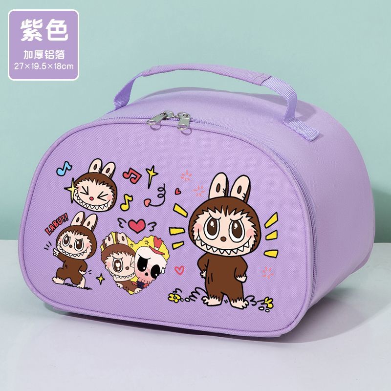 Labubu Thickened Aluminum Foil Bento Bag Student Lunch Box Bag Large-capacity Hand-held Insulated Bag