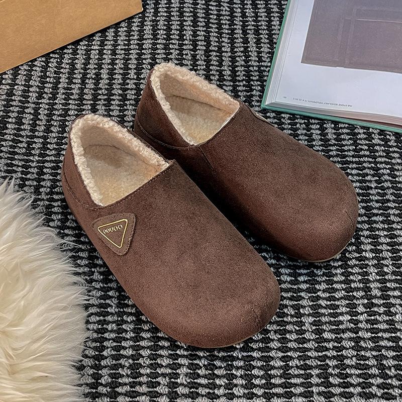 

Вельветовые женские ботинки из коровьей кожи, новая осенне-зимняя верхняя одежда, универсальные, нескользящие, удобные, на одной педали, с хлопковым верхом 36 темно-коричневого