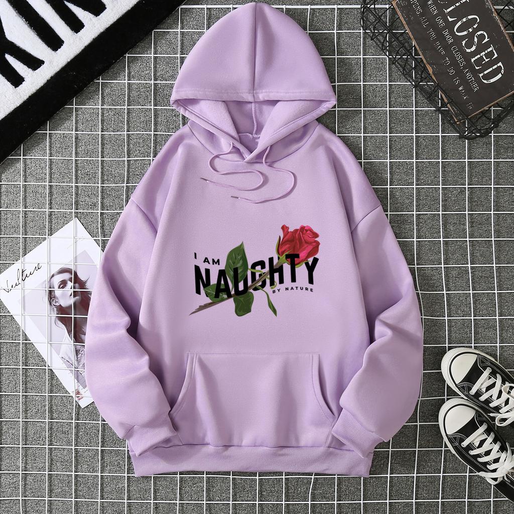Women's Real Shot American Plant-printed Sweater Hooded Autumn and Winter New Men's and Women's Models