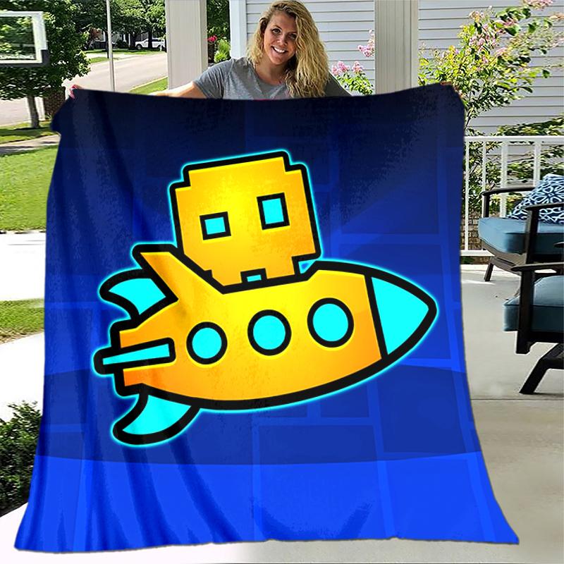 1pc Blanket Geometry Dash1 Print Design, Lightweight Blanket for Sofa, Bed- Soft &Warm, Gift for All Seasons like Christmas, Halloween