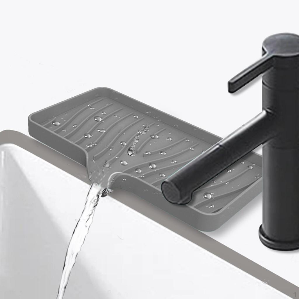 Kitchen Soap Tray, Sink Sponge Tray Holder Self Draining Silicone
