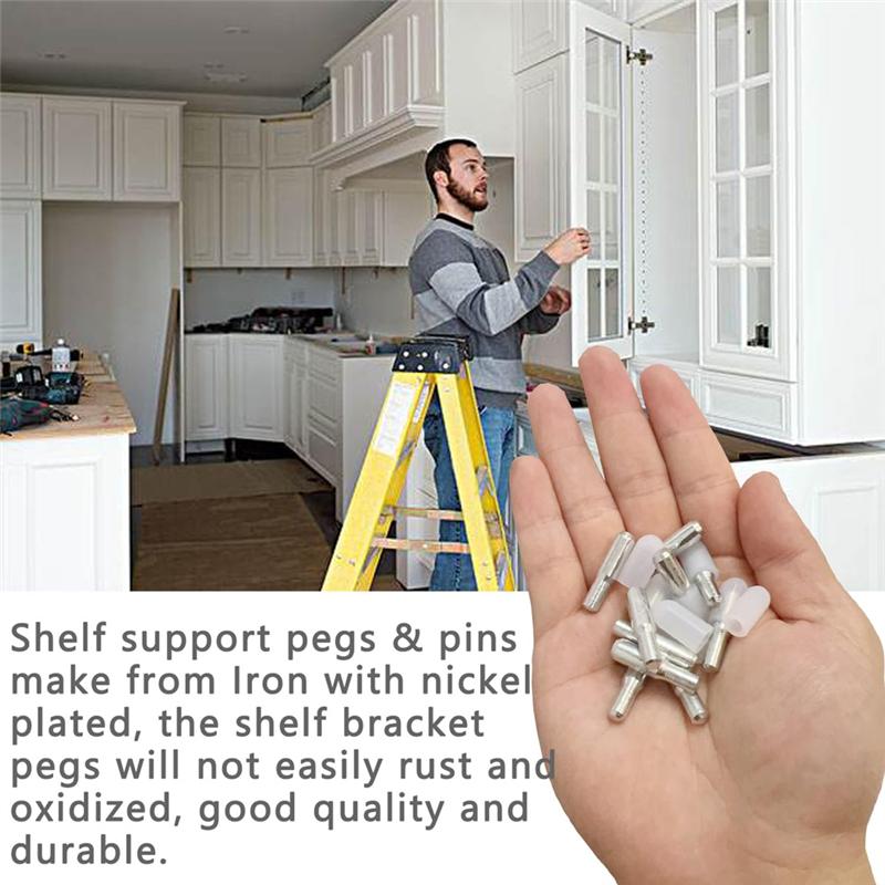 Frische 20 Stück 5 mm 1/4 Zoll Edelstahl Regalstützdübel für Küchenschränke, Verstellbare Metallstifte und Clips