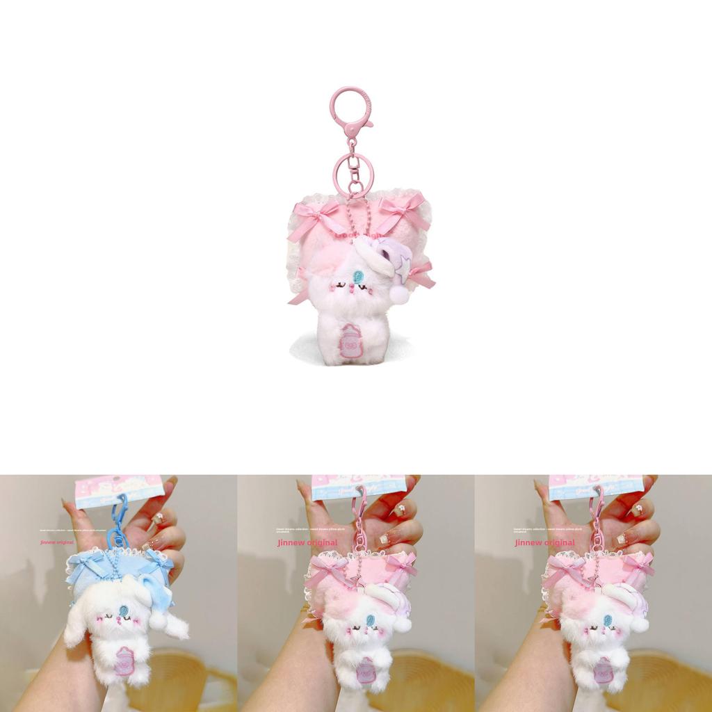 Sleeping Rabbit Cat Plush Pendant With Pillow Design For Kids And Collectors