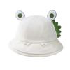 (Talla Única, Blanco) Sombrero de Pescador de Rana para Mujer, Bonito Dibujo Animado de Ala Ancha, Ligero, Gorra de Verano