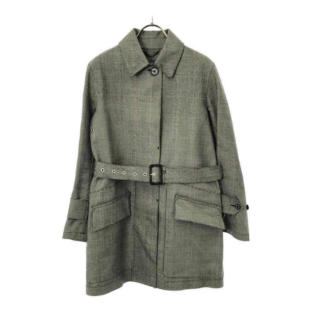 Mackintosh wool Check Pattern Stainless collar coat Men's Used