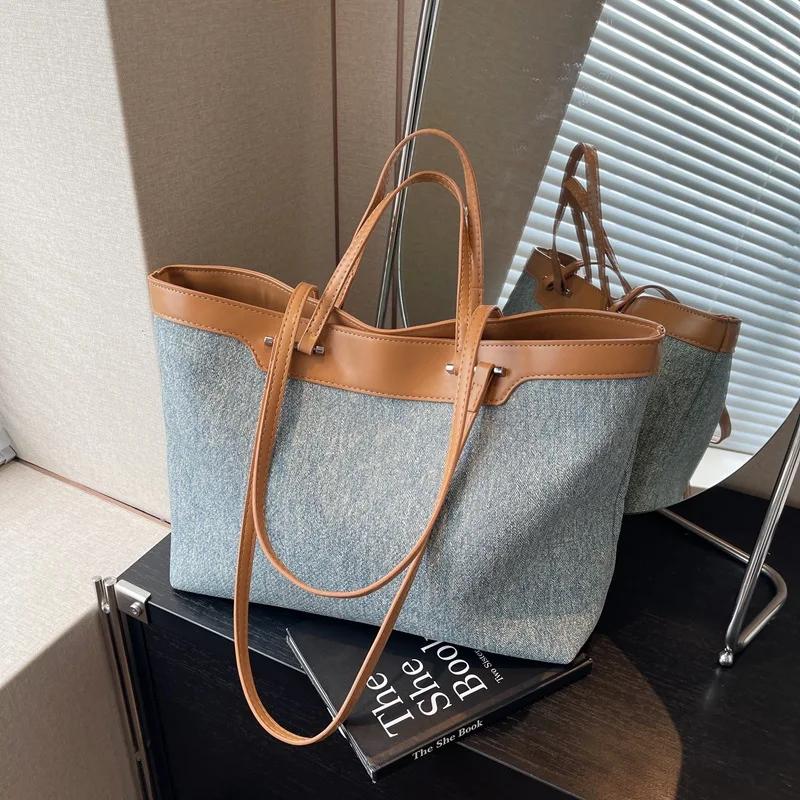 Large Capacity Underarm Bag for Women  Casual Monochrome Bag  Classic Cowboy Shoulder Bag  Feminine Commuting Bag  Fashionable