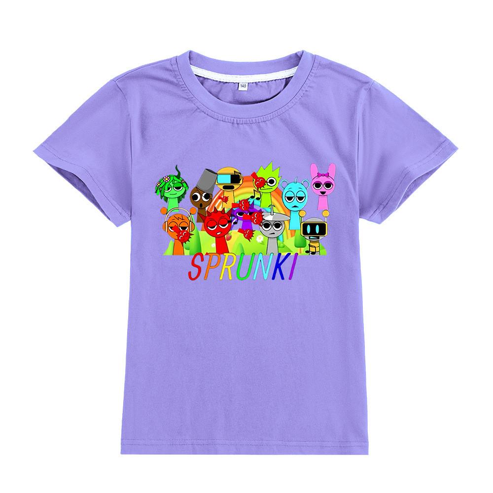 Kids Boys Girls Sprunki Round Neck Short Sleeves T-shirt
