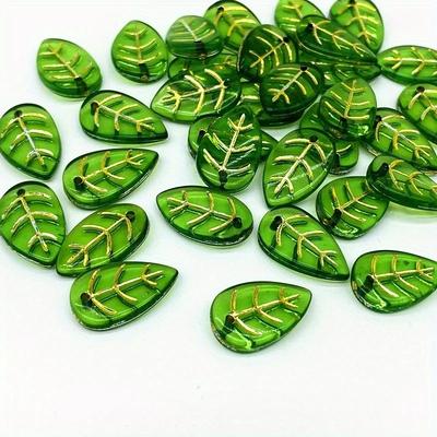 20pcs/lot Green Small Leaf Shape Beads For Jewelry Making Handmade DIY Accessories