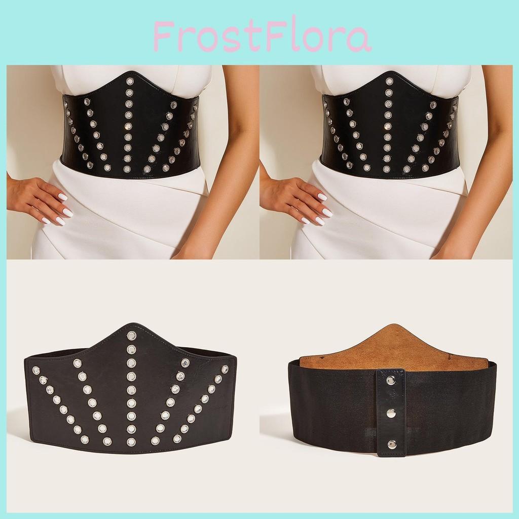 Decoration Diamond Round Retro Womens Faux Leather Belt With Wide Waistband