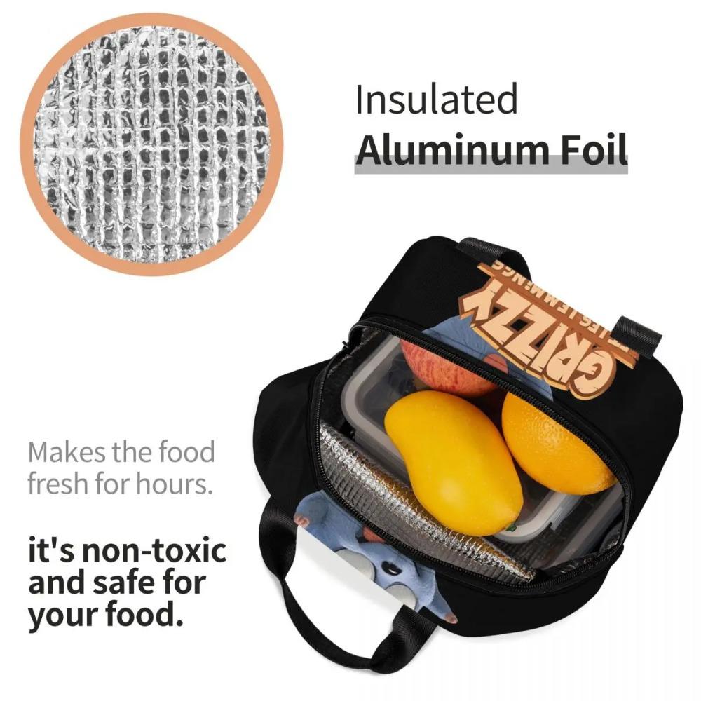 Cartoon Lemmings Bear Square Insulated Lunch Bag for Women Office Cooler Thermal Food Box Tote Leakproof Lunch Boxes Container