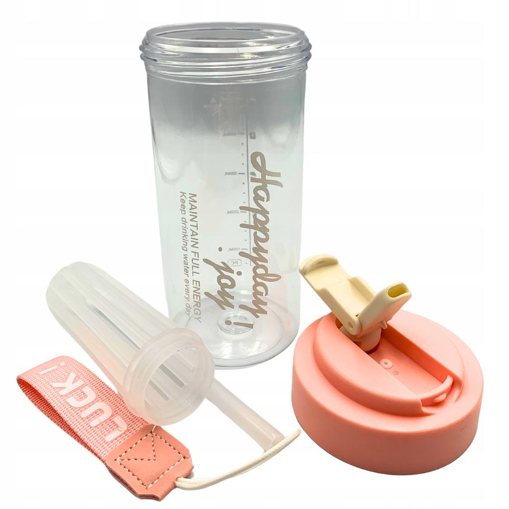 Water Bottle Drink With Straw Durable With Graduated Filter 600 Ml