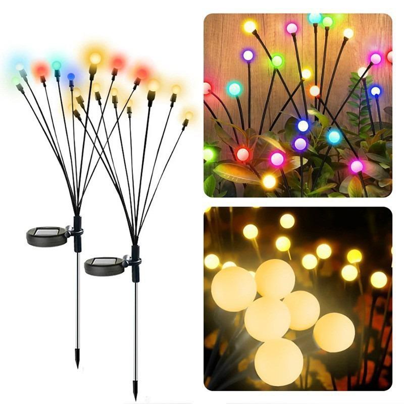 Solar Firefly Ground Plug Lights: Decorative Outdoor String Lights for Garden, Lawn, and Courtyard