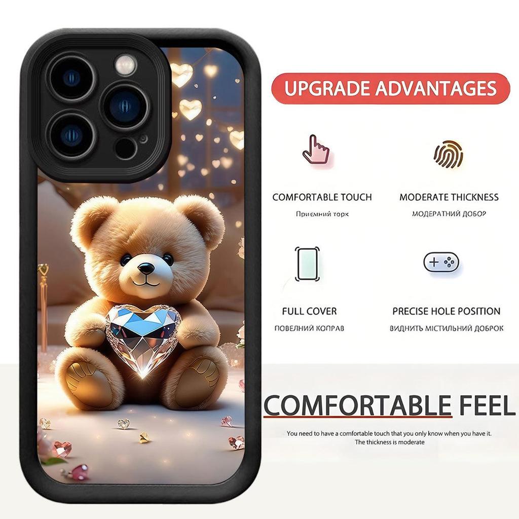 Heart Bear Staircase Black Groove iPhone 14/15/16/17 Pro Max Protective Case