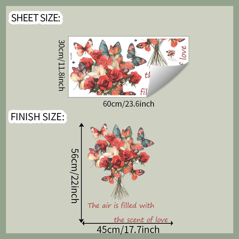 

Роза Любовь Бабочки Английский Слоган Спальня Гостиная Прихожая Дом Фон Украшение Наклейки на Стену