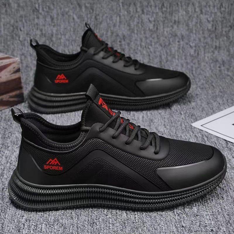 Soft sole casual versatile breathable leather surface student sports running shoes men's shoes lightweight