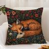 W-William M-Morris Art Fox Cushion Cover Premium Comfort Reversible Pillow Cover - Dual - Use Design For Home & Car