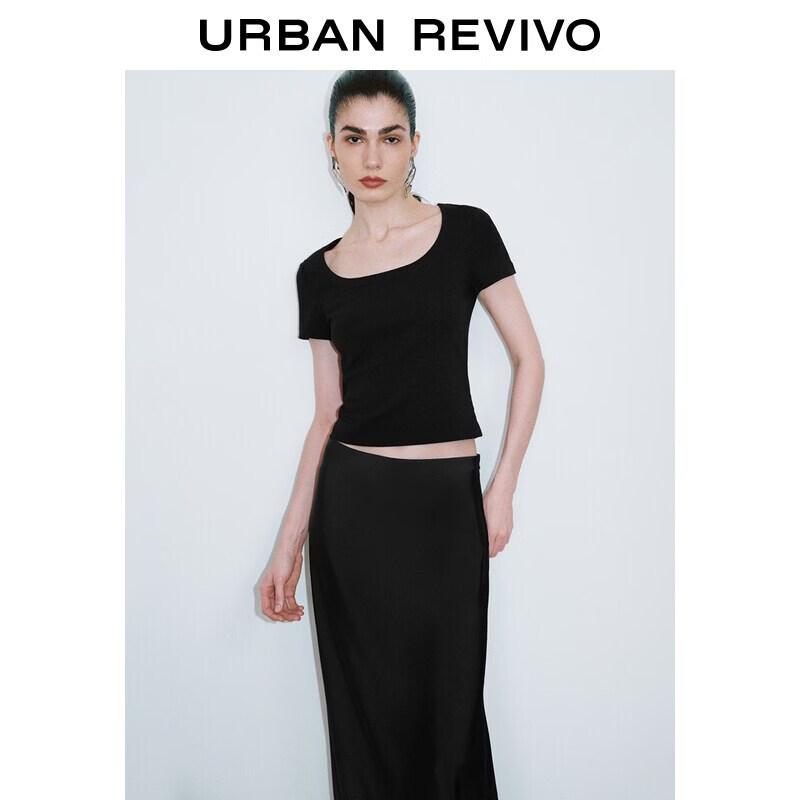 UR2026 Women s Simple U-Neck Short Sleeve T-Shirt XL