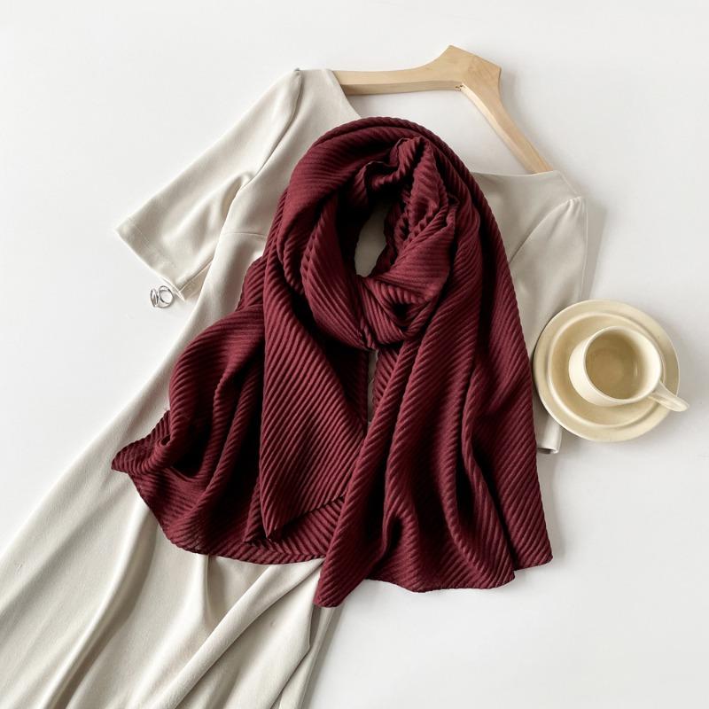Solid color imitation cotton and linen silk scarf pleated women * 0cm square scarf imitation silk scarf headscarf
