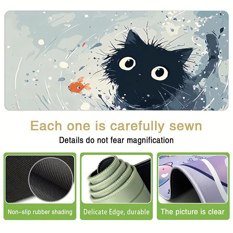1pc Black Cat and Goldfish in Water Computer Pad  Mouse Pads for Desk,Gamers and Office Use 020287