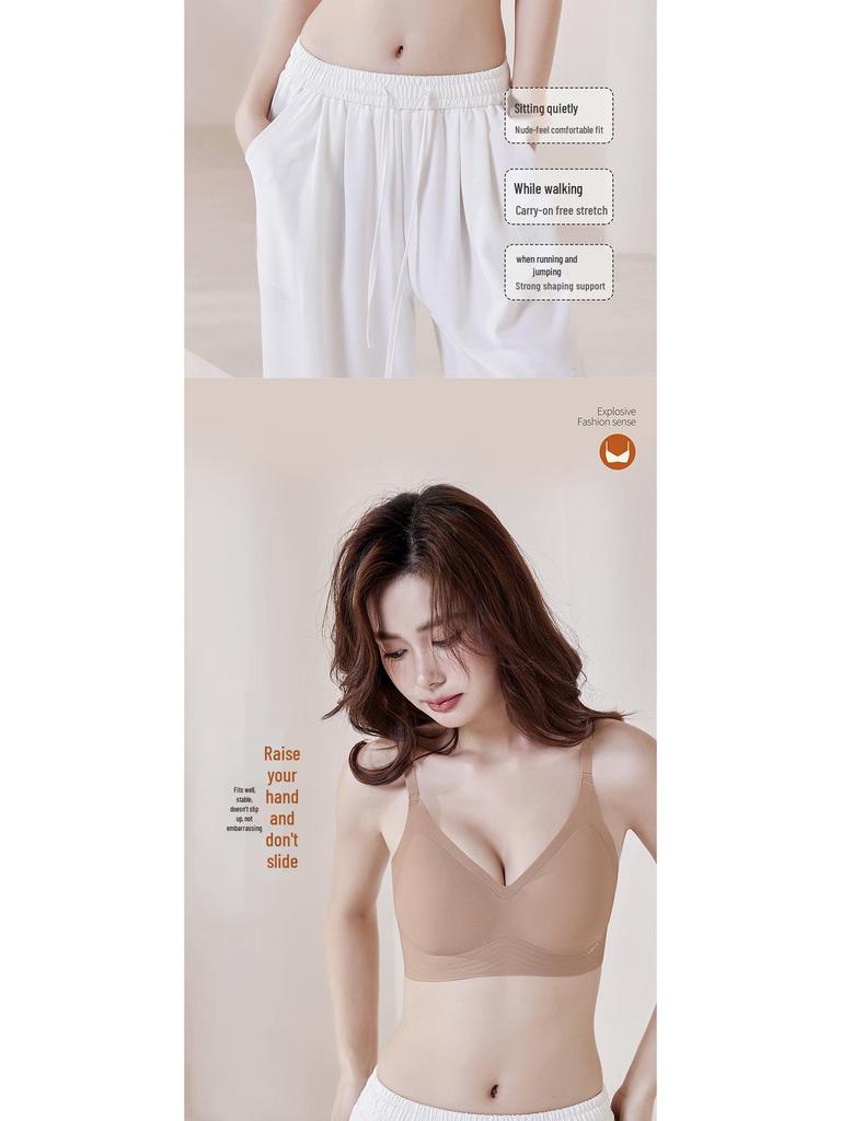 Seamless Soft Support Wireless Bra with Small Chest Gathering and Anti-Sagging Fixed Cups