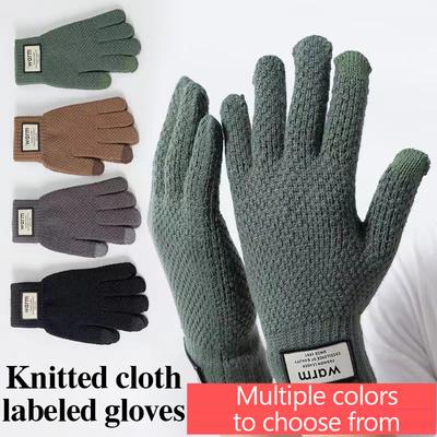 Winter Men Knitted Gloves Touch Screen Cycling Mittens Thicken Warm Wool Cashmere Solid Business Gloves Autumn Winter