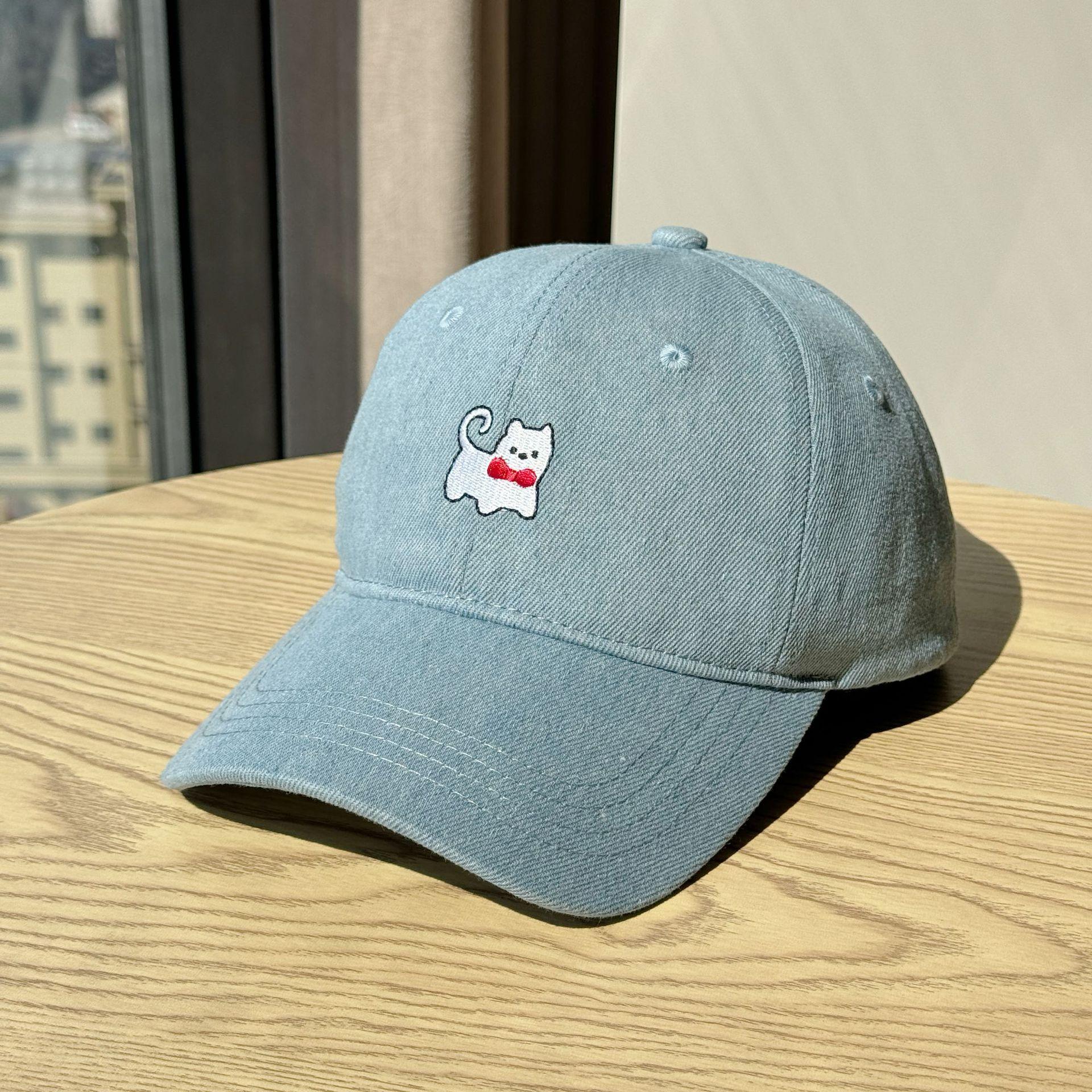 

Embroidered Kitten Embroidered Baseball Cap for Women Autumn and Winter Korean Version Small Face Big Head Circumference Peaked Cap for Men Adjustable