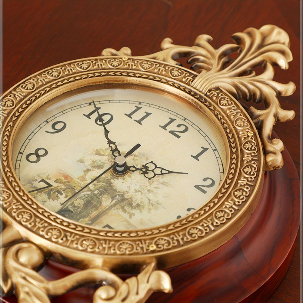 Solid Wood Wall Clock with Aero Snail Pendulum, Battery Powered Clock for Living Room Decor, Vintage Vintage Style Decor