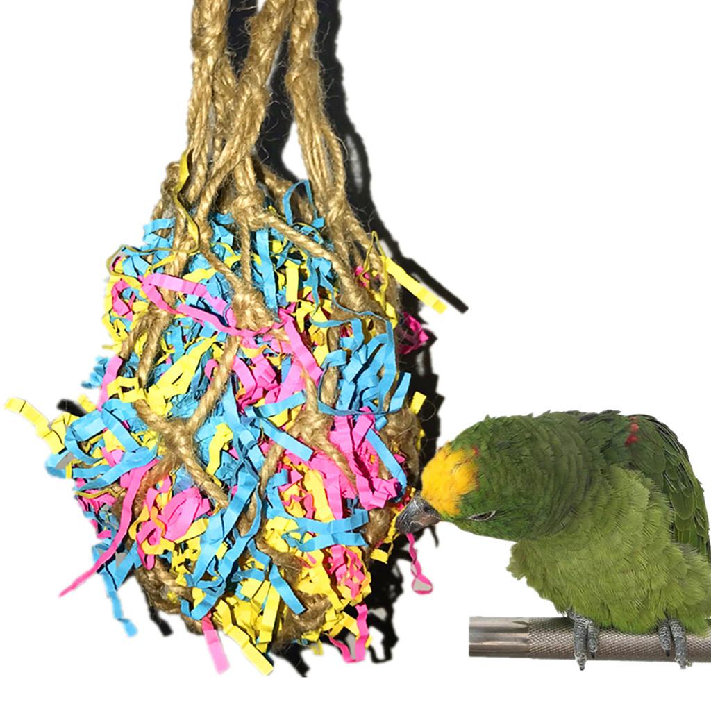 

Bird Toys Hanging Pulling Mesh Bag Foraging Bird Wire Drawing Toy коричневый