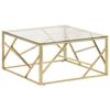 VidaXL Coffee Table Golden Stainless Steel and Tempered Glass 349946