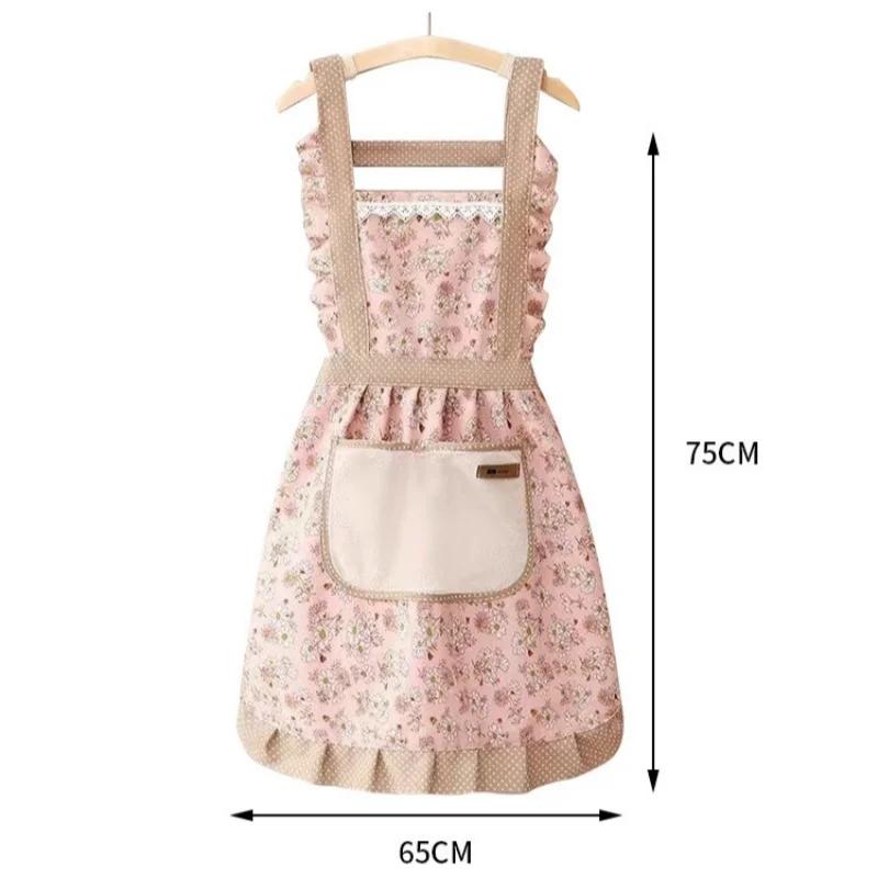 1Pcs Floral Apron with Pocket Wipe Hands Household Kitchen Cooking Antifouling Breathable Cleaning Sleeveless Aprons Gadgets