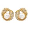 Korean Dongdaemun Zircon Pearl Earrings, Women's S925 Silver Anti-Allergy Studs