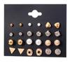 IF ME Korean Geometric Tassel Earring Set Simple Retro Leaf Heart Gold Earrings Jewelry Accessories