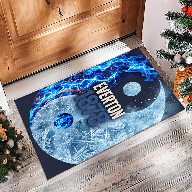 Everton Football Print Crystal Velvet Rug, Comfortable Water Absorbent Non Slip Indoor Floor Carpet