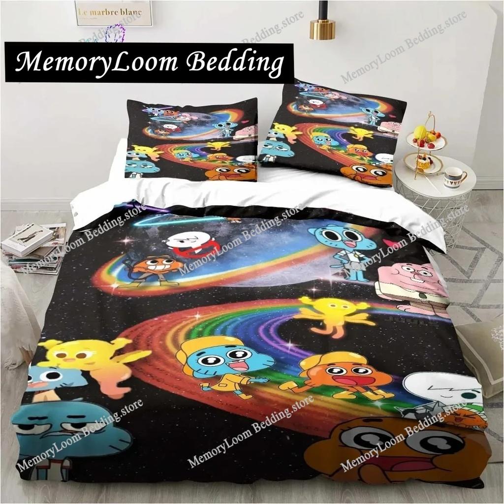 3D-gedrucktes Anime Amazing World Gumball Bettwäscheset Bettbezug Schlafzimmer Decke Einzel-Doppel-King-Size-Steppdecke Heimtextilien