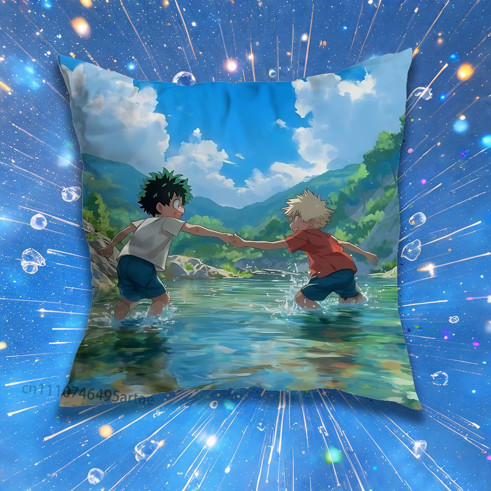 B-Bakudeku Hero Anime A-Academia Laser Pillow for Sofa Seat Chair Decorative/Modern Home Decor Print Throw Cushion