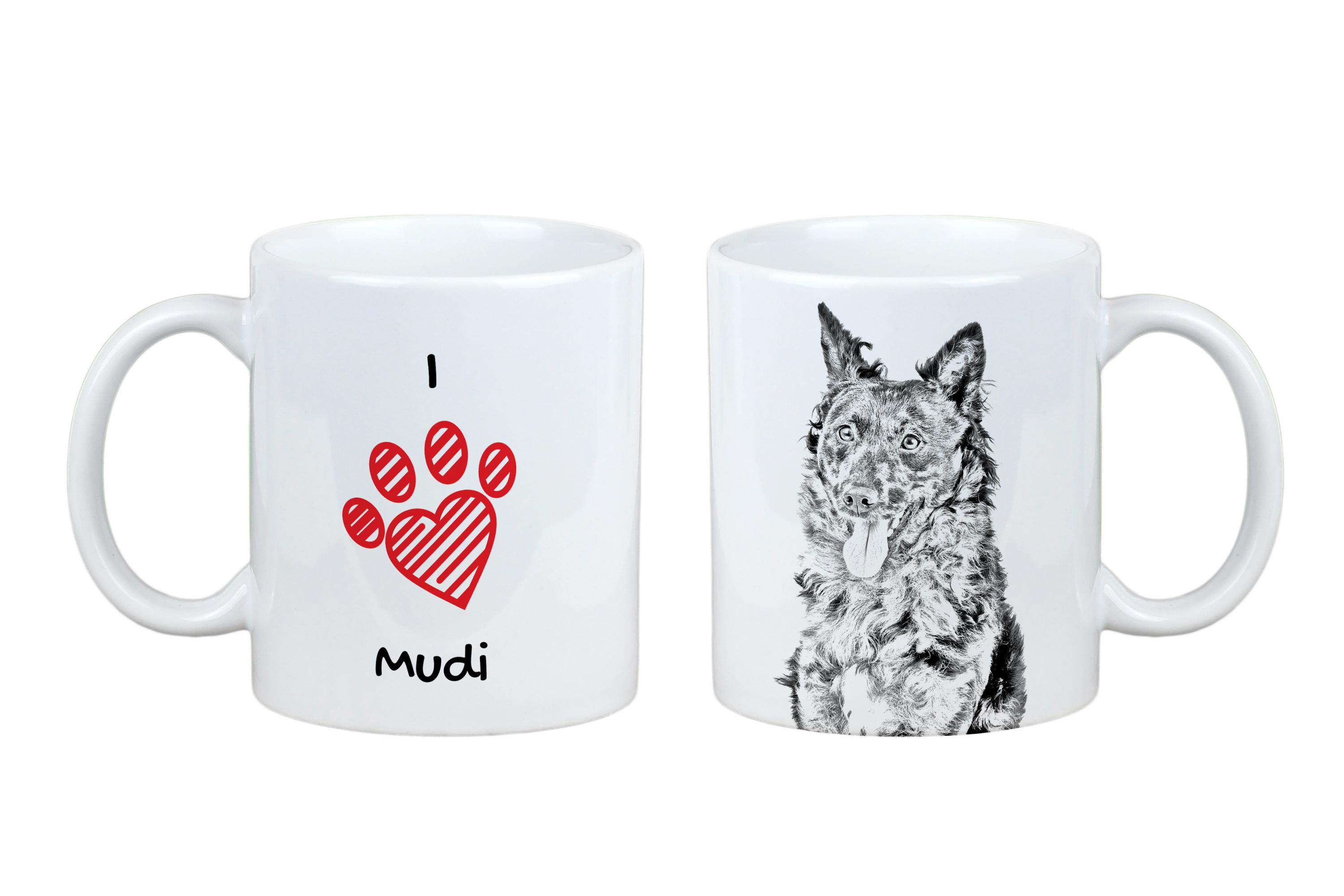 

Mudi - cup with a dog, cute cup with graphics, a gift with your photo from the Art-Dog brand білий
