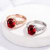 925 Sterling Silver Stylish Versatile Red Oval Zircon Ring Birthday Party Anniversary Gift