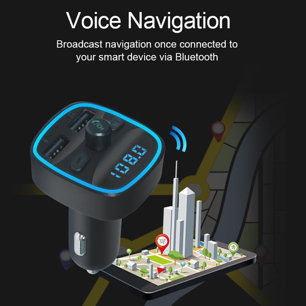 Classic Texture Portable Practical Car Bluetooth-compatible 5.0 FM Modulator Transmitter Multi-functional Charger MP3