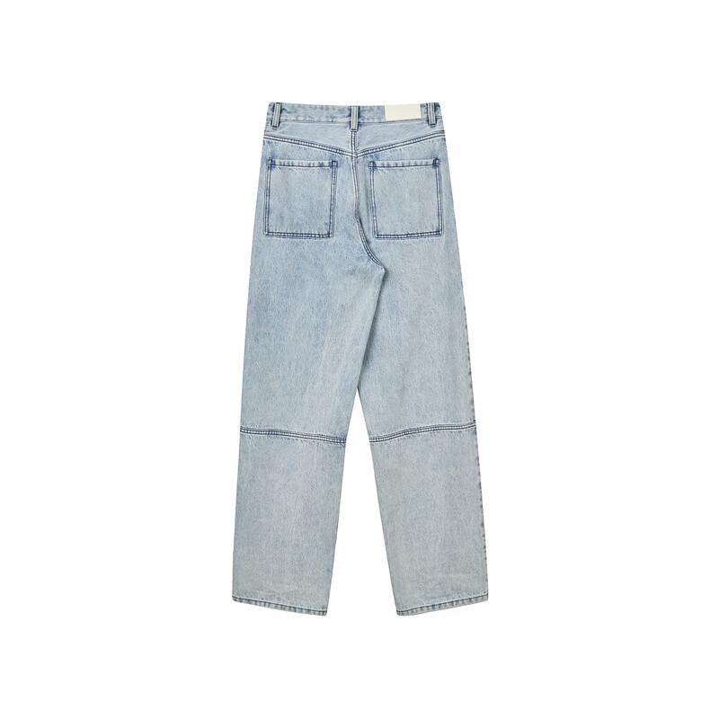 LESS 2024 Winter Cotton Washed Straight-Leg Jeans
