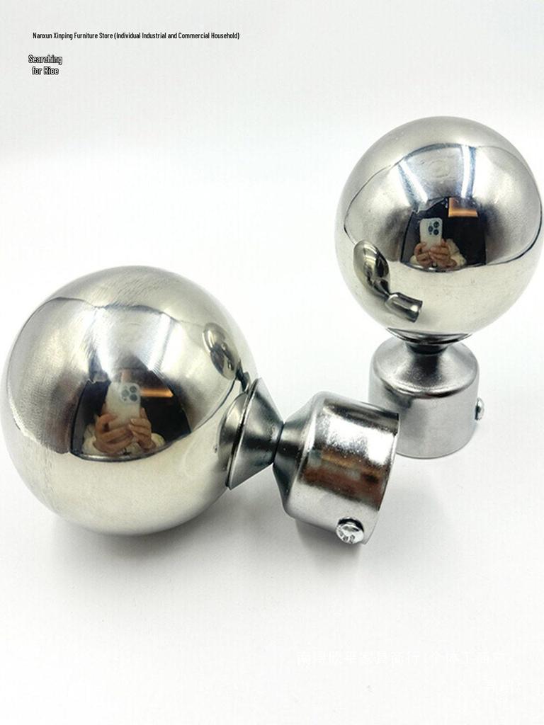 Stainless Steel Decorative Curtain Rod End Cap with Hollow Ball Design
